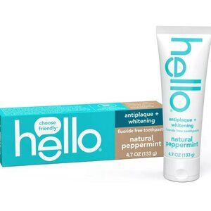 Hello Antiplaque + Whitening Fluoride Free Toothpaste 4.7 oz 3 Pack
